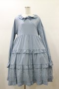 FLC / 皆方由衣コラボ/ティアードフリルワンピース L サックス H-26-01-17-063-LO-OP-NS-ZH