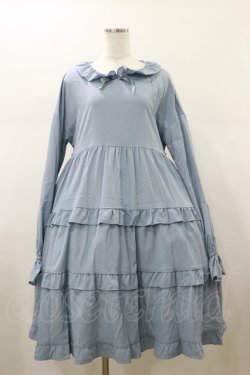 画像1: FLC / 皆方由衣コラボ/ティアードフリルワンピース L サックス H-26-01-17-063-LO-OP-NS-ZH