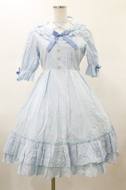 画像1: Amavel / Frilly Ribbonコットンワンピース Free サックス H-26-01-17-073-CA-OP-NS-ZH