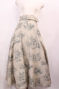 画像1: an another angelus / ベルト付きトワル柄フレアースカート Free GREEN H-26-01-17-1009-CA-SK-NS-ZH