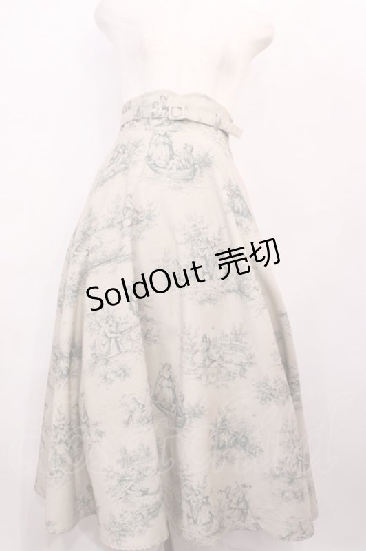 画像1: an another angelus / ベルト付きトワル柄フレアースカート Free GREEN H-26-01-17-1009-CA-SK-NS-ZH (1)