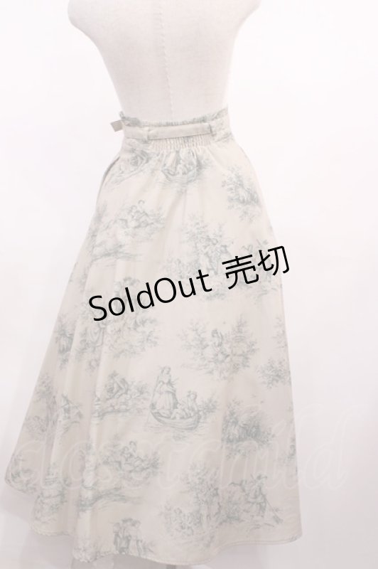 画像2: an another angelus / ベルト付きトワル柄フレアースカート Free GREEN H-26-01-17-1009-CA-SK-NS-ZH (2)