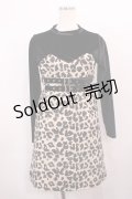 Bubbles / レオパード柄ワンピース Free ブラック/ベージュ H-26-01-17-1013-CA-OP-NS-ZH