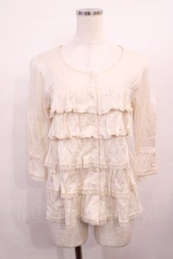 画像1: PINK HOUSE / 段フリル七分袖カーディガン 3（M ） アイボリー H-26-01-17-1022-LO-TO-NS-ZH