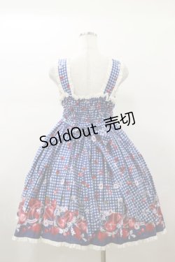 画像2: metamorphose / ギンガムチェリーシャーリングジャンパースカート Free ブルー H-26-01-17-082-ME-OP-NS-ZH