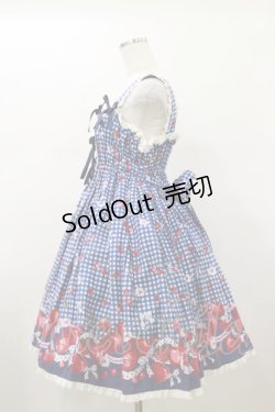 画像3: metamorphose / ギンガムチェリーシャーリングジャンパースカート Free ブルー H-26-01-17-082-ME-OP-NS-ZH