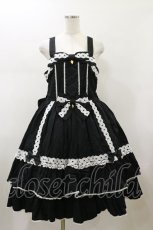 画像1: metamorphose / 【プラスサイズ】メアリーはしごレースジャンパースカート プラスサイズ ブラック H-26-01-17-083-ME-OP-NS-ZH (1)