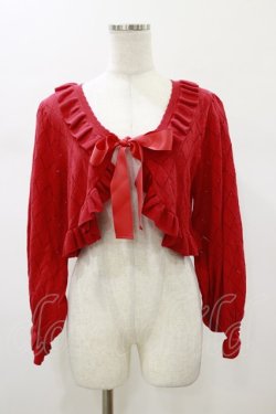 画像1: metamorphose / ダイヤすかしあみ長袖ボレロ Free レッド H-26-01-17-019-ME-TO-NS-ZH