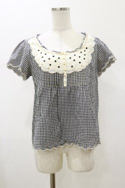 画像1: Cherir la femme / ギンガムブラウス M ブラック H-26-01-17-028-LO-BL-NS-ZH