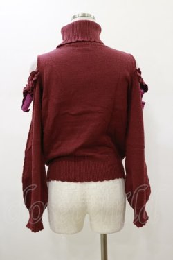 画像2: axes femme POETIQUE / ベロアリボン肩あきニットPO M ワイン H-26-01-17-029-AX-TO-NS-ZH