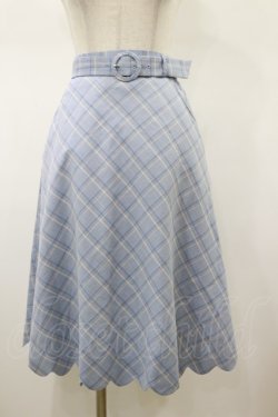 画像1: Fi.n.t / 裾スカラップチェックフレアースカート Free L/BLUE H-26-01-17-042-CA-SK-NS-ZH
