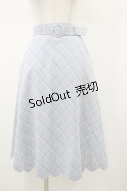 画像1: Fi.n.t / 裾スカラップチェックフレアースカート Free L/BLUE H-26-01-17-042-CA-SK-NS-ZH