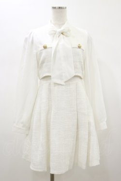 画像1: Ank Rouge / リボンタイツイードSET/UPワンピース M オフホワイト H-26-01-18-053-CA-OP-NS-ZH