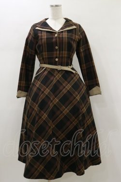 画像1: an another angelus / ダブルオープンカラーチェックワンピース Free BROWN H-26-01-18-056-CA-OP-NS-ZH