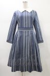 画像1: Jane Marple / Ribbon stripe jacquardのパプリックドレス  ブルーグレー H-26-01-18-1025-JM-OP-KB-ZH (1)