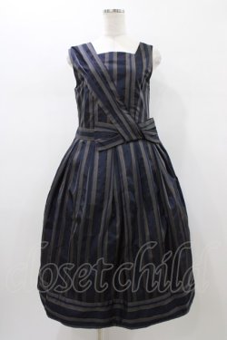 画像1: Jane Marple Dans Le Salon / Old England stripe coronation dress  ネイビー H-26-01-18-1027-JM-OP-KB-ZH
