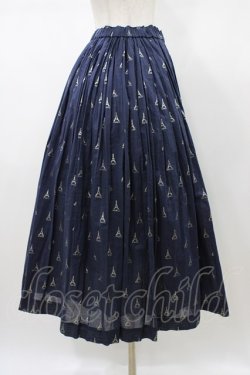 画像3: Jane Marple Dans Le Salon / LA TOUR EIFFELタックスカート  ネイビー×ホワイトゴールド H-26-01-18-1031-JM-SK-KB-ZH