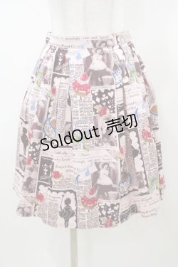 画像1: Shirley Temple / ニュースペーパープリントスカート 160 ピンク H-26-01-18-1047-ET-SK-KB-ZH