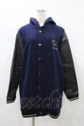 elements,H / レザー切替フードブルゾン HOMME ネイビー H-26-01-18-1061-PU-JA-KB-ZH