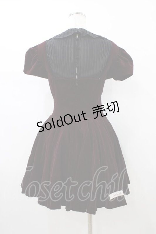 画像2: alice auaa / 別珍パフ袖ワンピース 3 ボルドー H-26-01-18-1010-AA-OP-KB-ZH (2)