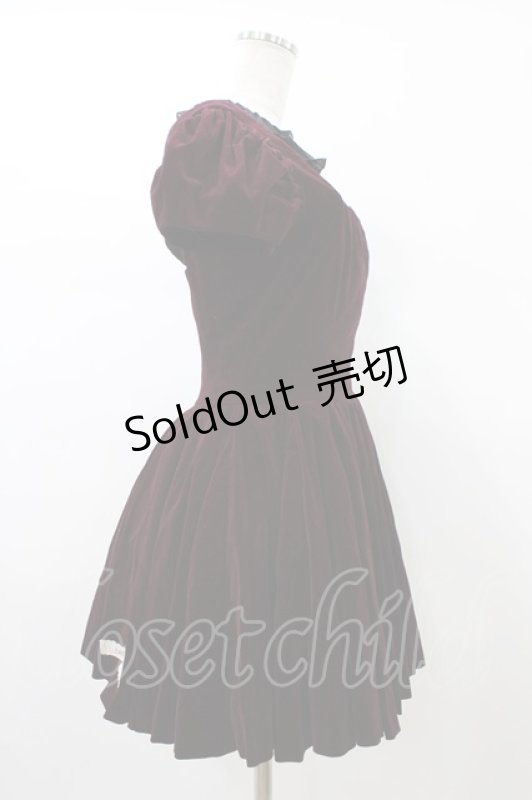 画像3: alice auaa / 別珍パフ袖ワンピース 3 ボルドー H-26-01-18-1010-AA-OP-KB-ZH (3)