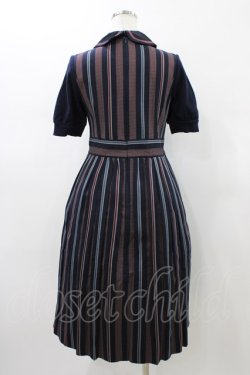 画像2: Jane Marple Dans Le Salon / ニットスリーブレジメンタルワンピース  ネイビー H-26-01-18-1017-JM-OP-KB-ZH