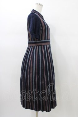 画像3: Jane Marple Dans Le Salon / ニットスリーブレジメンタルワンピース  ネイビー H-26-01-18-1017-JM-OP-KB-ZH