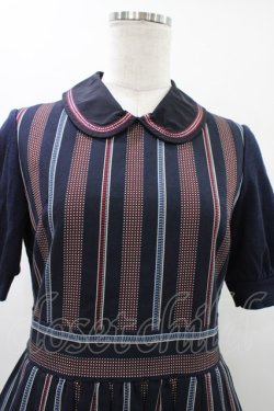 画像4: Jane Marple Dans Le Salon / ニットスリーブレジメンタルワンピース  ネイビー H-26-01-18-1017-JM-OP-KB-ZH