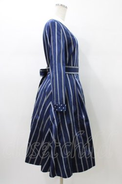 画像3: Jane Marple / Ribbon stripe jacquardのパブリックドレス  ネイビー H-26-01-18-1018-JM-OP-KB-ZH