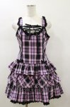 画像1: Angelic Pretty / マカロンタータンローウエストジャンパースカート Free ブラック H-26-01-18-082-AP-OP-NS-ZH (1)