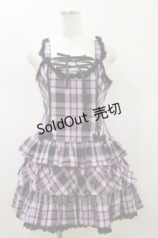 画像1: Angelic Pretty / マカロンタータンローウエストジャンパースカート Free ブラック H-26-01-18-082-AP-OP-NS-ZH (1)