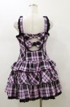 画像2: Angelic Pretty / マカロンタータンローウエストジャンパースカート Free ブラック H-26-01-18-082-AP-OP-NS-ZH (2)