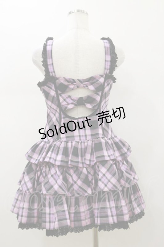 画像2: Angelic Pretty / マカロンタータンローウエストジャンパースカート Free ブラック H-26-01-18-082-AP-OP-NS-ZH (2)