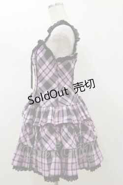 画像3: Angelic Pretty / マカロンタータンローウエストジャンパースカート Free ブラック H-26-01-18-082-AP-OP-NS-ZH