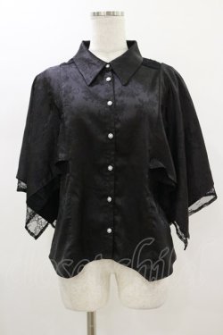 画像1: axes femme / ケープ風フレアジャガードブラウス M ブラック H-26-01-18-021-AX-BL-YZ-ZH