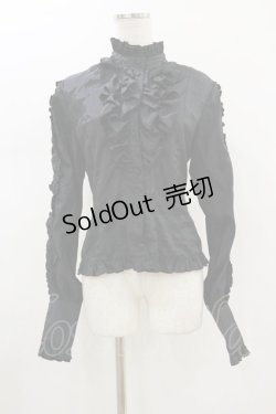 画像1: metamorphose / スタンドカラーフリルブラウス Free ブラック H-26-01-18-024-ME-BL-NS-ZH