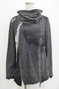 画像1: Ozz Croce / 異素材切替ハイネックカットソー  グレー H-26-01-19-034-OO-TO-KB-ZH