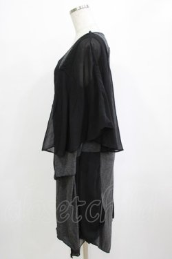 画像2: Ozz Croce / レイヤードノースリーブワンピース  グレー×黒 H-26-01-19-036-OO-OP-KB-ZH