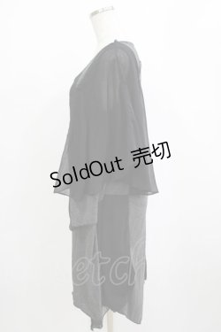 画像2: Ozz Croce / レイヤードノースリーブワンピース  グレー×黒 H-26-01-19-036-OO-OP-KB-ZH