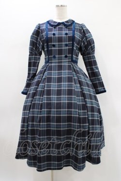 画像1: Maria pipi / フローラツイルチェックドレス S NAVY/WHITE H-26-01-19-1030-EL-OP-NS-ZH