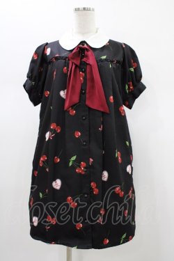 画像1: Ank Rouge /  Fancy Strawberryシャツワンピース M ブラック H-26-01-19-1037-CA-OP-NS-ZH