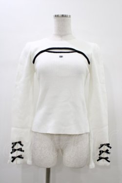 画像1: evelyn / ロゴリボンスリットニット Free オフ H-26-01-19-1050-LO-TO-NS-ZH