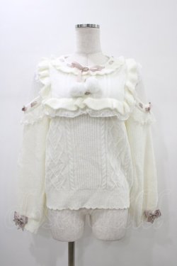 画像1: LIZ LISA / ポンポンリボンレースヨークニットトップス Free オフ H-26-01-19-1051-LO-TO-NS-ZH