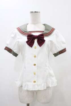 画像1: metamorphose / リボンセーラーブラウス Free オフ/カーキ H-26-01-19-1053-ME-BL-NS-ZH