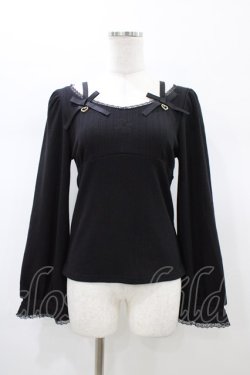 画像1: Rojita / デコルテリボンロゴトップス Free ブラック H-26-01-19-1060-LO-TO-NS-ZH