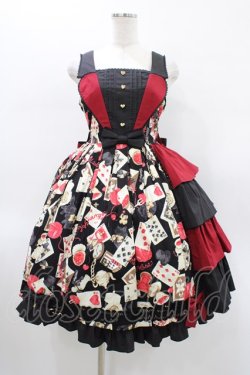 画像1: metamorphose / Wonder Card Queen of Hearts ジャンパースカート サイズ1 ブラック H-26-01-19-1021-ME-OP-NS-ZH