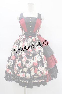 画像1: metamorphose / Wonder Card Queen of Hearts ジャンパースカート サイズ1 ブラック H-26-01-19-1021-ME-OP-NS-ZH