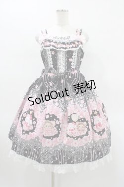 画像1: BABY,THE STARS SHINE BRIGHT / SA KU RAくみゃちゃん柄ジャンパースカートI Free ブラック H-26-01-19-1022-BA-OP-NS-ZH