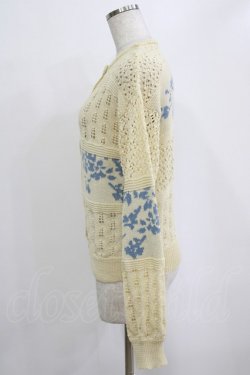 画像2: merry jenny / floral透かしニットカーディガン  アイボリー×ブルー H-26-01-19-054-LO-TO-KB-ZH