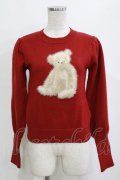 merry jenny / bear shaggy knit tops  レッド H-26-01-19-061-LO-TO-KB-ZH